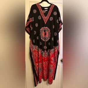 Phases - One Size - Red & Black Long Dress With Stones